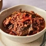 a bowl of no bean carnivore chili ready to eat
